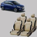 AUTO-SAFE Premium Beige, Black Leatherette Car Seat Cover for Tata Tigor