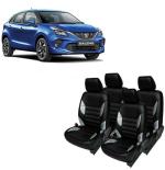 AUTO-SAFE Black, Silver PU Leather Car Seat Cover for Maruti Baleno Pack of 4