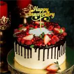 GIGGA Acrylic Material Happy Anniversary Cake Topper For Cake Decoration Design 2 (Golden)