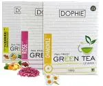 Dophie Green Tea For Good Sleep And Stress Relief,Turmeric Ginger Tulsi Green Tea,Rose Green Tea,Chamomile Green Tea, (100g Each) (Combo Pack Of 3)