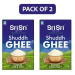 Sri Sri Tattva 1L Shuddh Ghee - Danedar, Pure & Tasty | Tetrapack | Pack of 2