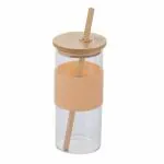 Betlex Glass Tumbler | Sippy Cups | Glass Sipper Cups | Kids Sipper Bottle | Glass Sipper Tumbler With Bamboo Lid and Straw | Kids Sipper Bottle with Silicone Protective Sleeve | Multi-color | Pack of 1