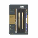 PARKER VECTOR GOLD WITH GOLD FINISH CLIP ROLLER BALL PEN & BALL PEN SET