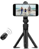 Bypor Wireless Bluetooth Foldable Xt- 02 Mini Tripod Extendable Selfie Stick, Monopod Mobile Phone Holder Stand, Portable Tripod , Black