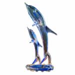 Crystal Clear Glass Decoration Showpiece Glass Blue Colour in Home Decor (Dolphin)