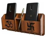 VASTVA Beautiful Om Swastik Wooden Home House Design Wood Wall Hanging Key Holder Hanger Decorative
