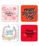 Whats Your Kick Teachers Days Special Happy Teachers Day Quotes Printed Set of 4 Coaster With Metal Stand