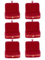 atorakushon Velvet Jewellery accessories Vanity Storage Earrings Studs Box Ring Box For Women's Pack of 6 Maroon