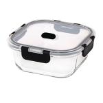 Femora Borosilicate Glass Microwave Safe Square Food Storage Container with Air Vent Lid, 1200 ml