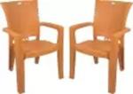 NPPL Audi High Back chair (weight bearing capacity 150kg ) Plastic Cafeteria Chair (Orange, Set of 2, Pre-assembled)