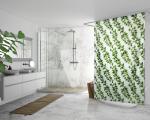 The Furnishing Tree Shower Curtains 7 feet Height 4.5 feet Width Green Color String of Leaves Pattern with 8 Hooks