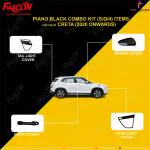 FALCON CAR EXTERIOR PREMIUM PIANO BLACK ACCESSORIES COMBO KIT FOR CRETA 2020 ONWARDS