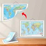 GOWOO SMALL - 100 NORTH AMERICA PHYSICAL OUTLINE MAP FOR SCHOOL and 2 IN 1 WORLD POLITICAL AND PHYSICAL MAP IN HINDI | Combo of 1 Map and 1 chart | Handy School Maps: North America & World Maps (Hindi) for Easy Learning