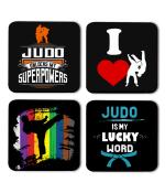 Whats Your Kick Forget Boxing Theme Printed Set of 4 Coasters With Beautiful Metal Stand
