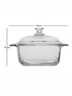 VIBEIN Glass Casserole Toughened Glass Microwave Oven Safe Borosilicate Glass Casserole Bowl with Lid, 1000 ml, Transparent