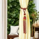 Amit Creations Modern Curtain Tieback Tassels | Maroon Decorative Curtain Holders Tieback Curtain Clips Tieback Hooks | Curtain Tie Rope for Home & Office Decoration |Pack of 2 Pieces | Parda Holders |Windows Curtain Accessories.