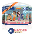 Bumtum Chota Bheem XL Baby Diaper Pants, 72 Count, Leakage Protection Infused With Aloe Vera, Cottony Soft High Absorb Technology (Pack of 3)