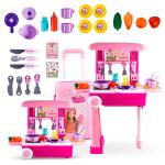 Baybee Pretend Play Kitchen Set for Kids Girls, Little Chef Kids Big Cooking playset with Accessories Pots, Food Toys with Adorable Portable Trolley Light & Sound Birthday Gift Toys for 1+ Years Boys