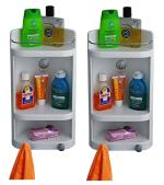 homace Plastic Multipurpose Wall Mount Bathroom Corner Shelf and Rack (Pack of 2)