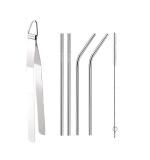 Urban Buy Stainless Steel Roti Chimta Tong With Stainless Steel Straw and Multicolour, Pack of 2