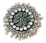 CHAITANYA EMPORIUM scintillating round over sized cocktail pearl drop silver ring