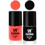 SM FASHION Long Lasting Nail Polish | Nail Paint Combo 7 ml Each) - Set of 2 Baby Pink-Black
