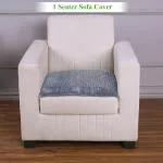 HOKIPO Handloom Made Thick Poly Velvet Reversible Sofa Mat, 1 Seater, Silver Grey (IN-754-SGRY*1)