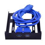 AdzMozi USB 3.0 Front Panel Hub 2 Port Expansion Bay 20 Pin to USB3.0 60cm Bracket Adapter Cable for PC Desktop 2.5