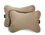 Lushomes Car Pillows In colour Black, Cushion For All Cars, Premium Designer Faux Leather Lumbar, Back and Headrest Support for Car Seat in PU Leather, Size 17x27 cms, Cream, Set of 2 (6x10 Inches, Pack of 2)