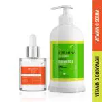 DERMINA Vitamin C Face Serum with Vitamin C Exfoliating Bodywash (Combo Pack,20g,250g)