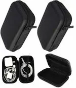 cablebasket Earphone Case Pouch [Pack of-2] Multi Purpose Water Resistant Travel Storage Protective zipper Cover Organizer for Bluetooth Earpods/Buds, Charger, Data Cable, Pen Drives, SD Card (Random colour)