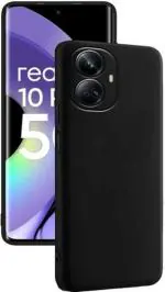 XOVO Back Cover for Realme 10 Pro Plus 5G (Black, Dual Protection, Silicon, Pack of 1)