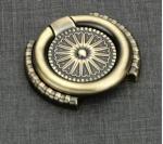 Harmonus Golden Zinc Alloy Antique Finish Door Cabinet Puller And Holding Handles And Ring Drawer Kadi Pull Set (Pack Of 2)