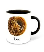 Whats Your Kick Zodiac Theme Leo Designed Printed Black Ceramic Coffee Mug and Tea Mug 325 ml