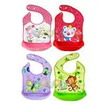 DESIGNESTYMulticolor Waterproof Bib with Detachable Food Catcher - 0.5 - 2 Years ( Pack of 4 )
