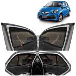 Kingsway Car Magnetic Sun Shades Curtains for Honda Brio, Model Year : 2011 Onwards, Full Window Cover, Color : Black, Cotton Mesh, Complete Set of 4 Piece