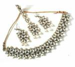 Gyaan Jewels Handmade Gold Plated Alloy Earring and Necklace Set Silver (Women) Free Size