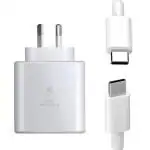 mPix Samsung 45w Single Port, Type-C Fast Charger, (Cable Included), White