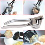 AASHRO MALL Silver Stainless Steel Garlic Press Crusher Squeezer Presser Masher Mincer Hand Tool