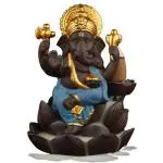 Craftam Bright Blue Resin Lotus Ganesha Smoke Backflow Fountain Incense Cone Holder with 20 Free Backflow Cones