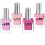 JUICE ONE COAT NAIL PAINT COMBO BALLET SLIPPER - 31, WESTERN SAND - 46, HELLO PINK - 48, SPONTANEITY - 70 LONG LASTING 11ML EACH PACK OF 4