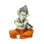 eCraftIndia Polyresin Lord Ganesha Playing Flute 18 cm x 13 cm