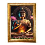 Hawai Siddhartha Gautama The Buddha Photo with Synthetic Wood Frame for Home, Office, Café and Restaurant Décor | Size- 36x26x2cm | SFDI00612_GLD