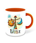 Whats Your Kick Zodiac Theme Libra Designed Printed Orange Ceramic Coffee Mug and Tea Mug 325 ml