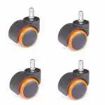 TAMRAT Office Chair Wheels (Caster) Heavy Duty Pin Type Nylon, Load Capacity- 250 kg (Pin, Black & Orange) Bolt Wheel | Pack 4 | 50MM