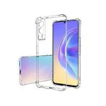Fastship flexible Defender Bumper Back Case with Edges and color button Back Cover for Vivo V2041 / Vivo_Y72 5G Old - Transparent
