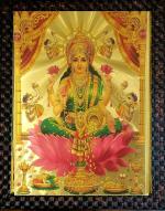 Framtastic Lakshmi Devi Rectangular Photo Frame Green Saree Golden Gloss Poster Unbreakable Glass