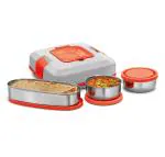 Milton Multicolor Plastic Flatron Electric Lunch Box, 340 Ml (Set Of 3)