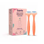Sanfe Bum Hair Removing Razor for women with mid pivot hair removing technology - Pack of 2 | Reusable | With Pure Vitamin C & Peach Extracts | Smooth finish | Easy Hair Removal | Painless Hair Removal