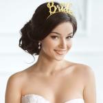 AMFIN Team Bride Bridesmaid Tiara Crown Princess Headband Bachelorette Hen Party 'Bride to Be' Wedding Bridal Shower Girls Night Gift for Girls - Gold